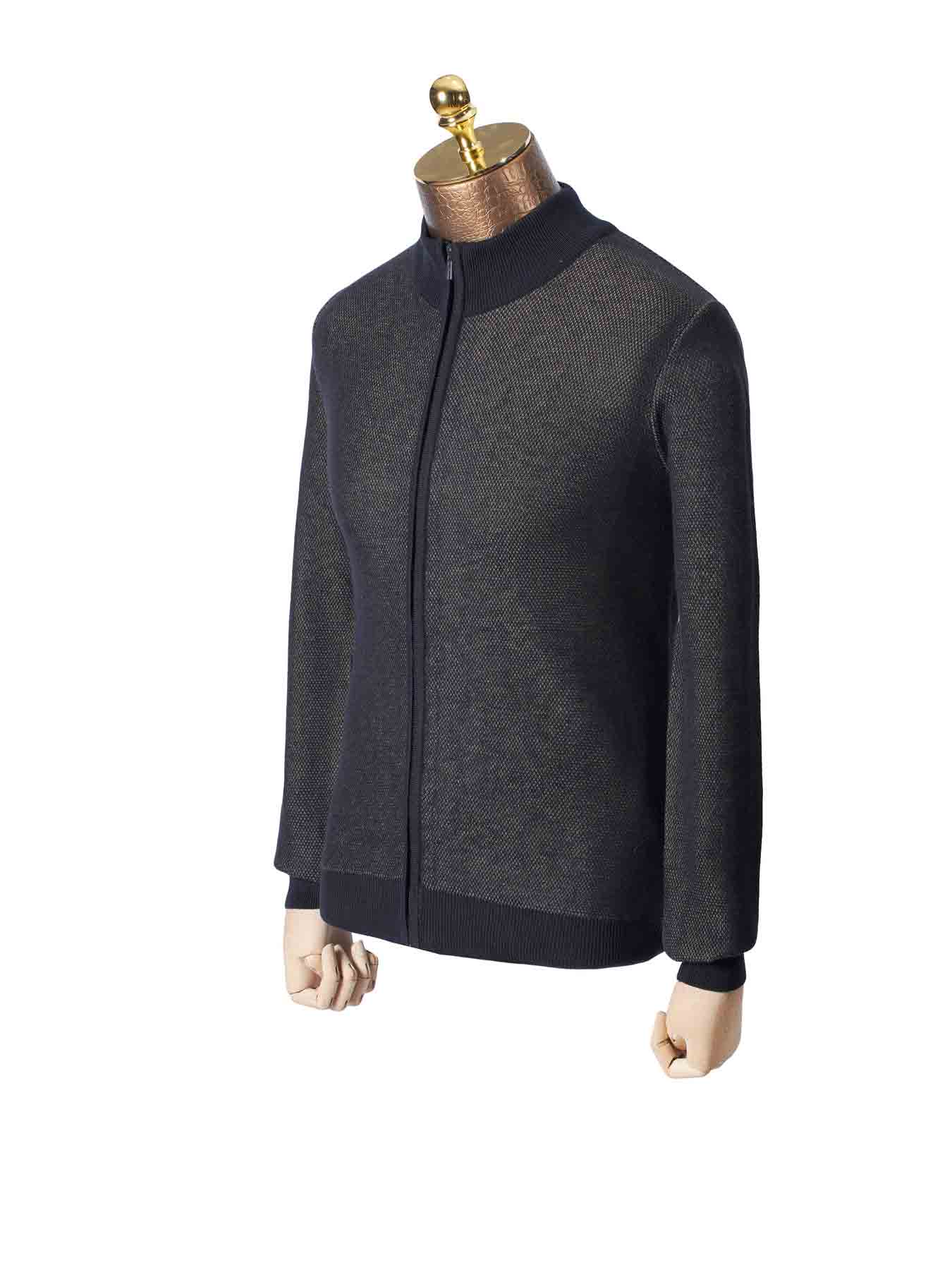 سویشرت مردانه تمام زیپ طرح دار قهوه ای