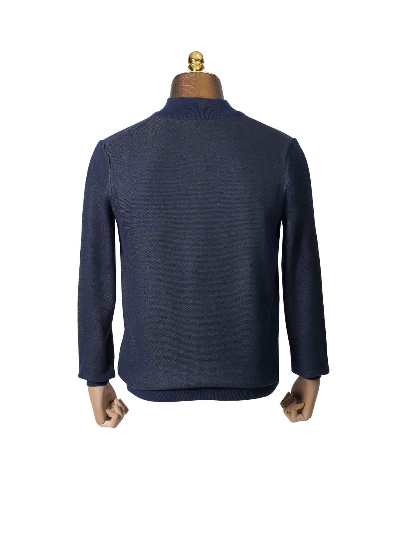 سویشرت تمام زیپ طرح دار سرمه ای تیره