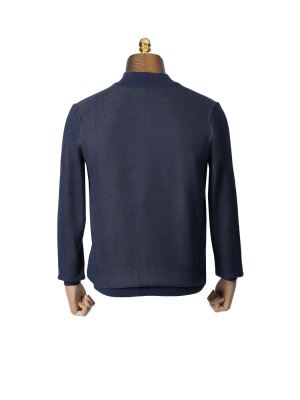 سویشرت تمام زیپ طرح دار سرمه ای تیره