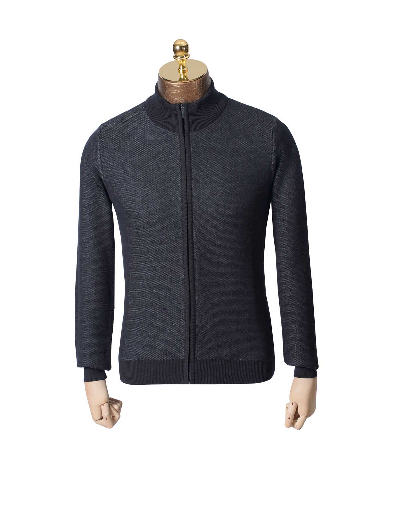 سویشرت تمام زیپ طرح دار سرمه ای