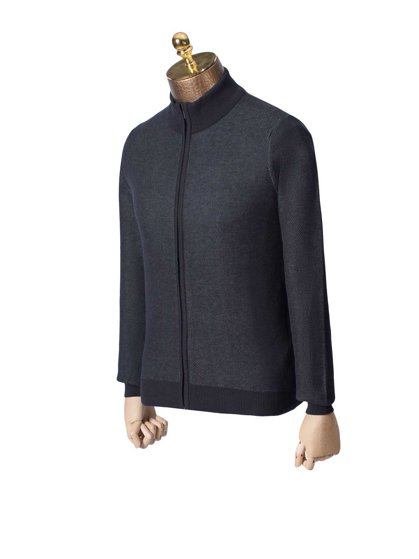 سویشرت تمام زیپ طرح دار سرمه ای