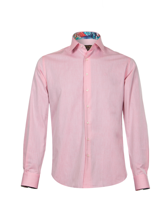 پیراهن مردانه صورتی آستین بلند پوشت دار 078