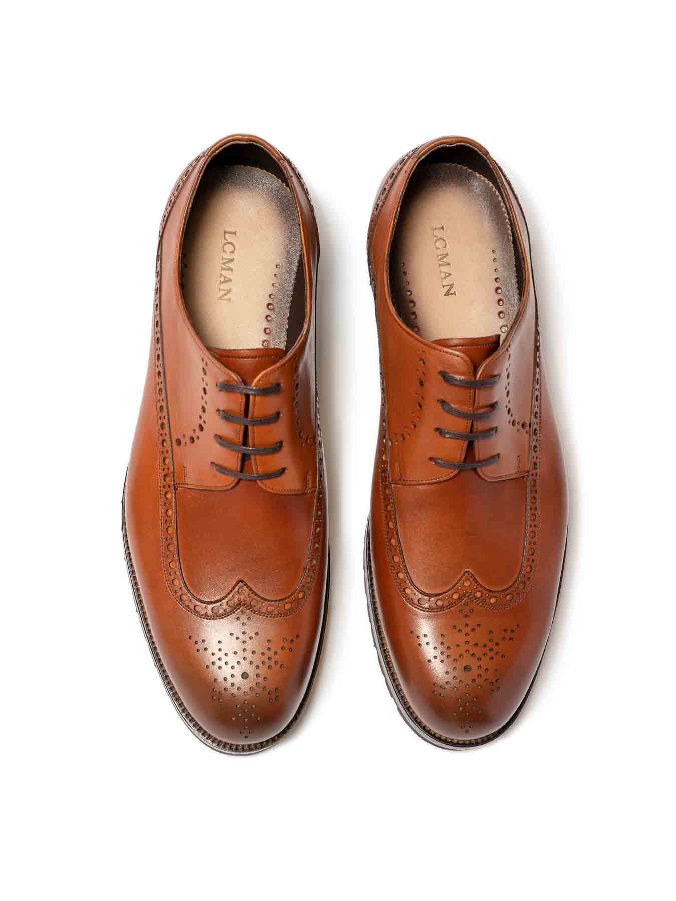 کفش چرم عسلی بنددار هشت ترک 20