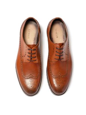 کفش چرم عسلی بنددار هشت ترک 20