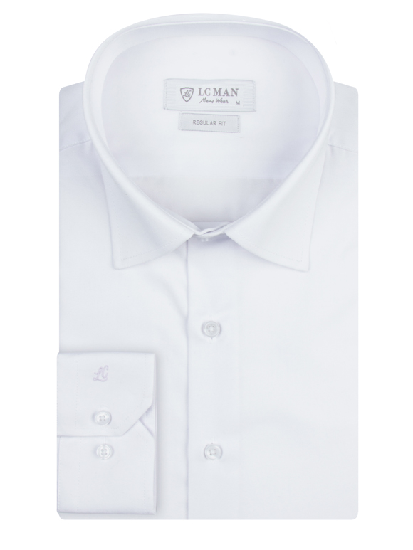 پیراهن مردانه سفید آستین بلند ال سی من 086