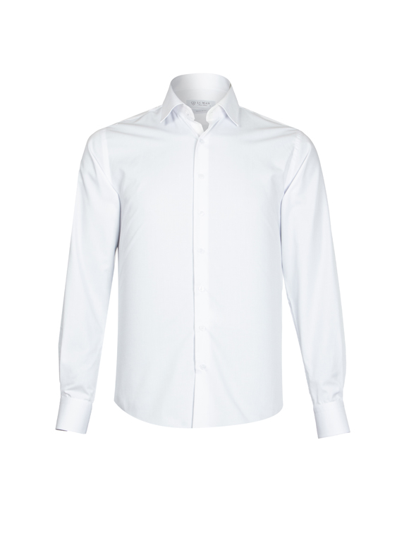 پیراهن مردانه سفید آستین بلند ال سی من 086