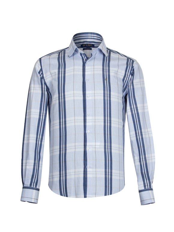 پیراهن مردانه طرح دار آستین بلند ال سی من 090