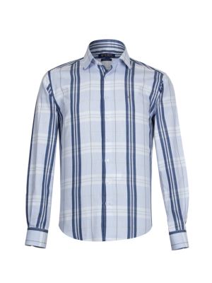 پیراهن مردانه طرح دار آستین بلند ال سی من 090