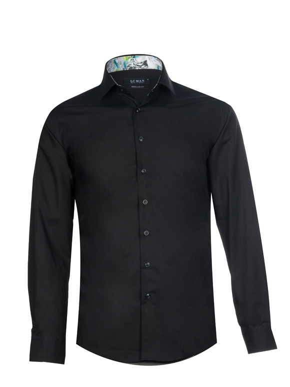 پیراهن مشکی مردانه آستین بلند پوشت دار 060
