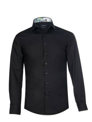 پیراهن مشکی مردانه آستین بلند پوشت دار 060