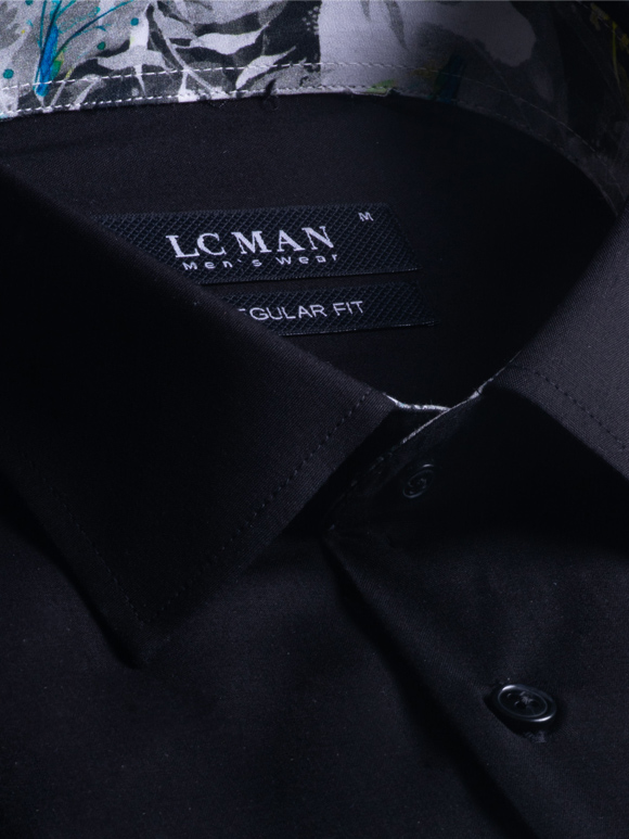 پیراهن مشکی مردانه آستین بلند پوشت دار 060