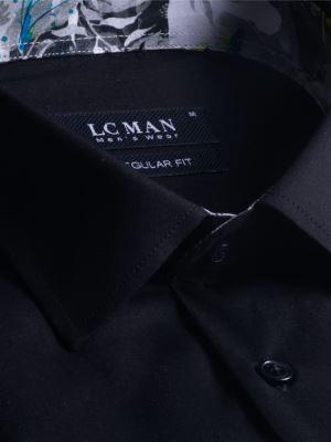 پیراهن مشکی مردانه آستین بلند پوشت دار 060