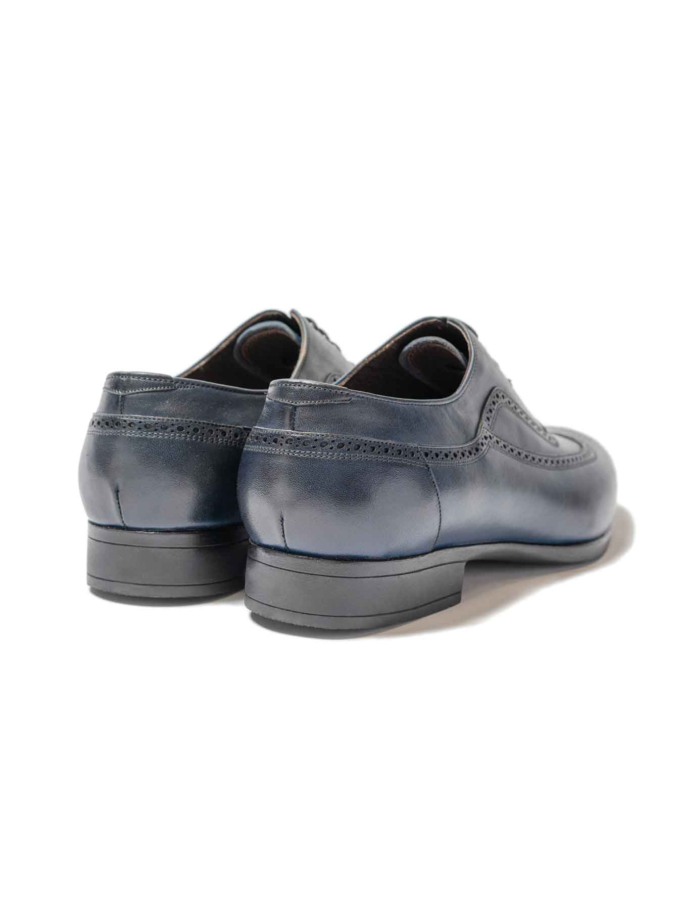 کفش چرم مردانه سرمه ای بنددار هشت ترک 385