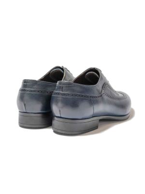 کفش چرم مردانه سرمه ای بنددار هشت ترک 385