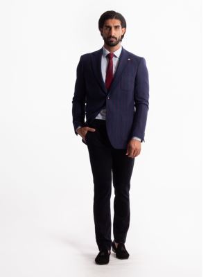 کت تک مردانه راه راه سرمه ای ال سی من 126