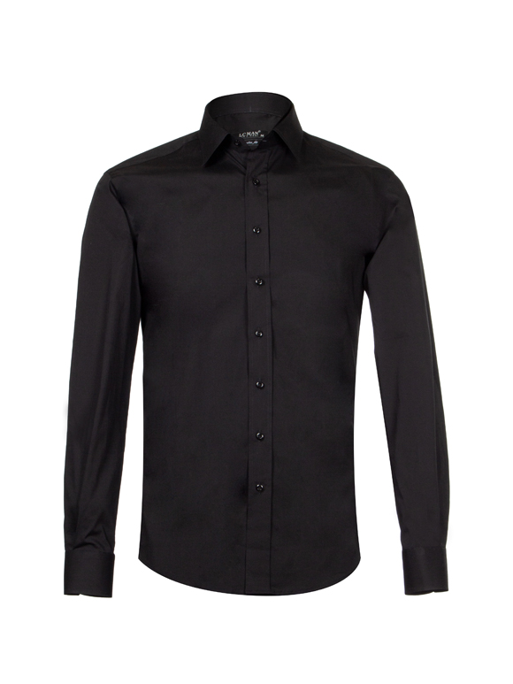 پیراهن مردانه مشکی آستین بلند ال سی من 077