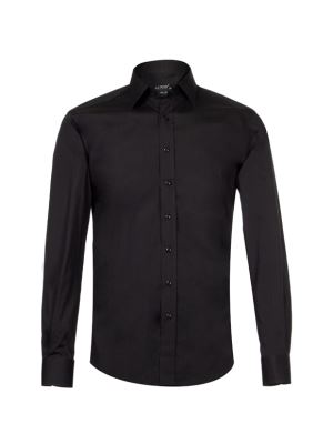 پیراهن مردانه مشکی آستین بلند ال سی من 077