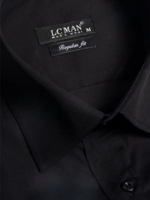 پیراهن مردانه مشکی آستین بلند ال سی من 077