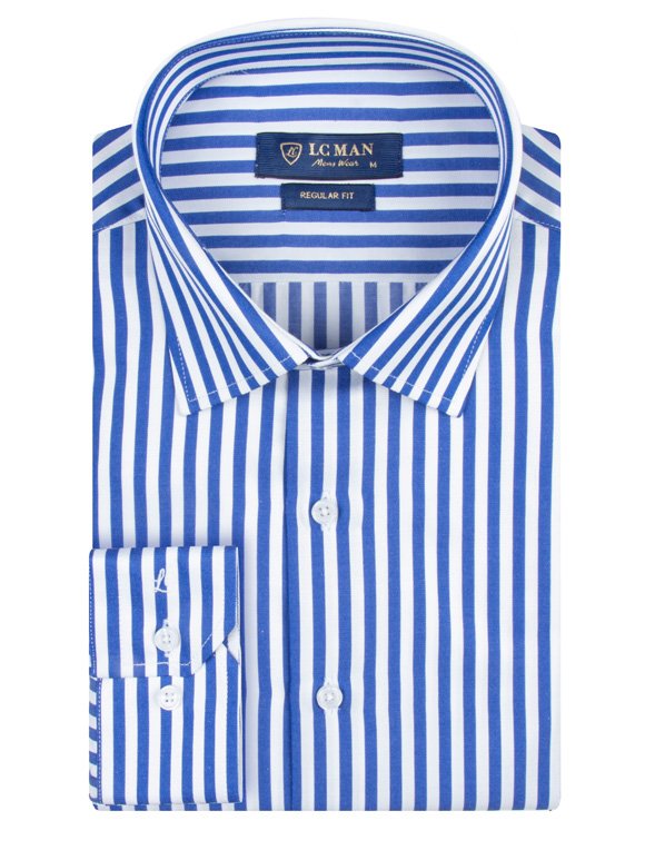 پیراهن مردانه راه راه آستین بلند ال سی من  089