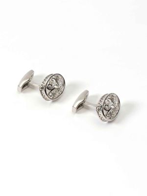 دکمه سردست نگین دار نقره ای 11