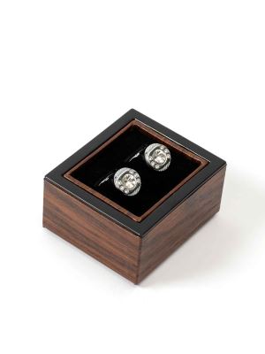 دکمه سردست نگین دار نقره ای 2