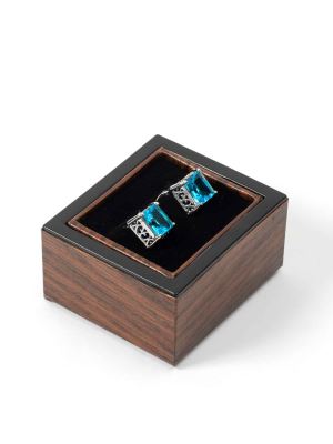 دکمه سردست نگین دار نقره ای فیروزه ای 1