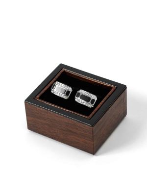 دکمه سردست نگین دار نقره ای مشکی 1