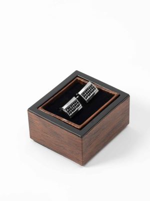 دکمه سردست نگین دار نقره ای مشکی 2