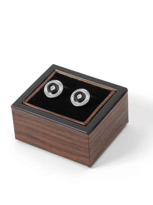 دکمه سردست نگین دار نقره ای مشکی 4