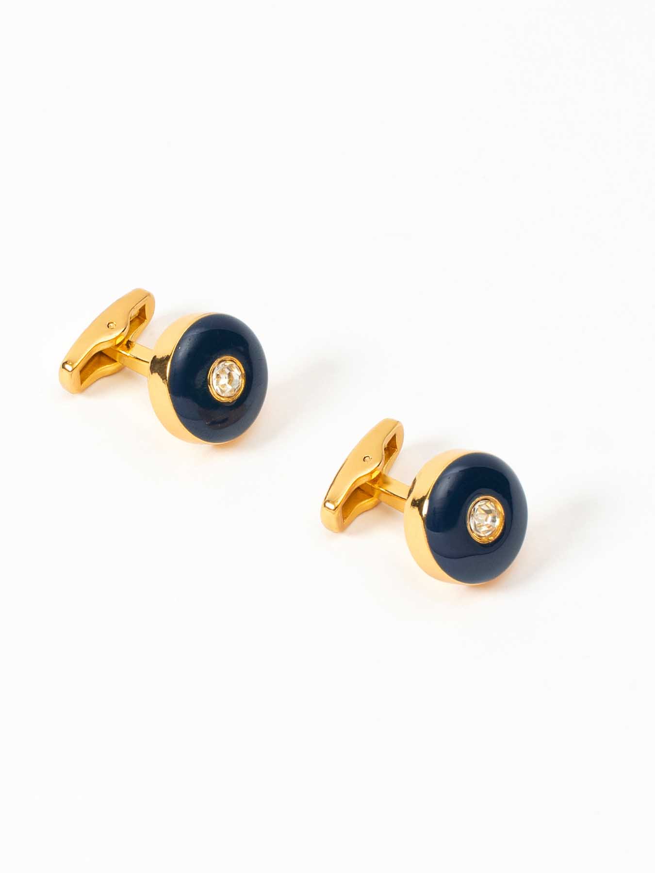 دکمه سردست نگین دار طلایی آبی