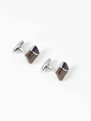 دکمه سردست مربع شکل نقره ای زرشکی5