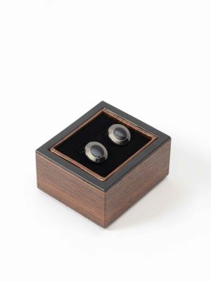 دکمه سردست دایره شکل دودی مشکی