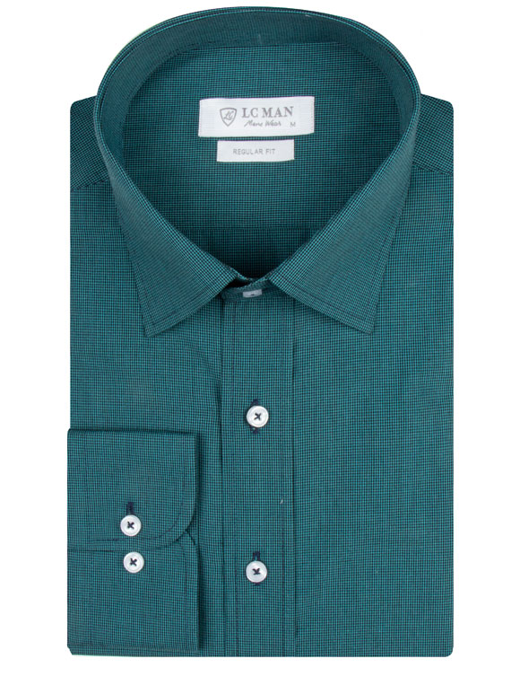 پیراهن مردانه چهارخانه سبز آستین بلند ال سی من 9 