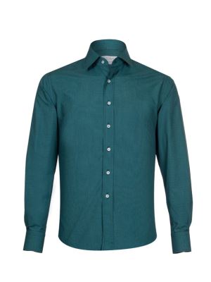 پیراهن مردانه چهارخانه سبز آستین بلند ال سی من 9 