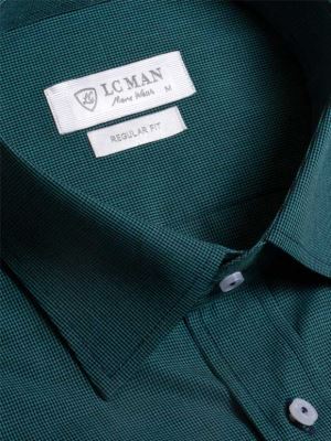 پیراهن مردانه چهارخانه سبز آستین بلند ال سی من 9 