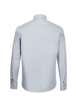 پیراهن مردانه چهارخانه ریز طوسی روشن آستین بلند 