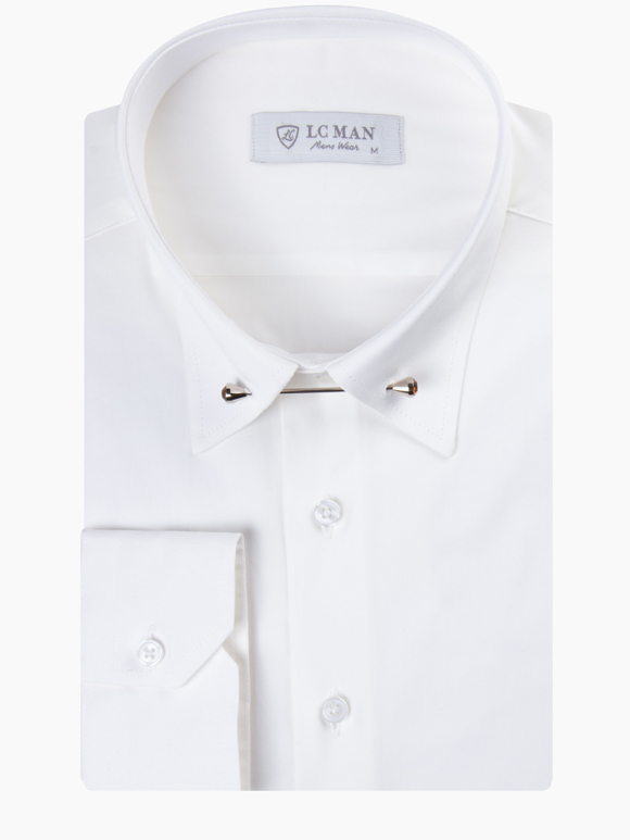 پیراهن آستین بلند مردانه سفید ال سی من 094