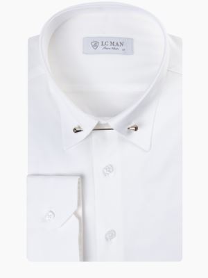 پیراهن آستین بلند مردانه سفید ال سی من 094