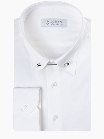 پیراهن آستین بلند مردانه سفید ال سی من 094