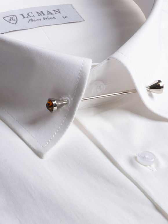 پیراهن آستین بلند مردانه سفید ال سی من 094