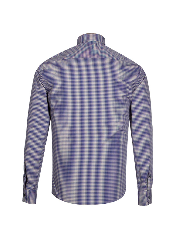 پیراهن چهارخانه ریز آستین بلند قهوه ایی