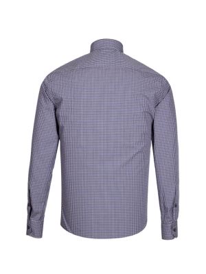 پیراهن چهارخانه ریز آستین بلند قهوه ایی