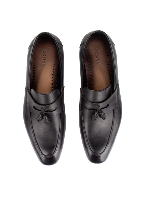 کفش چرم مردانه منگوله دار مشکی