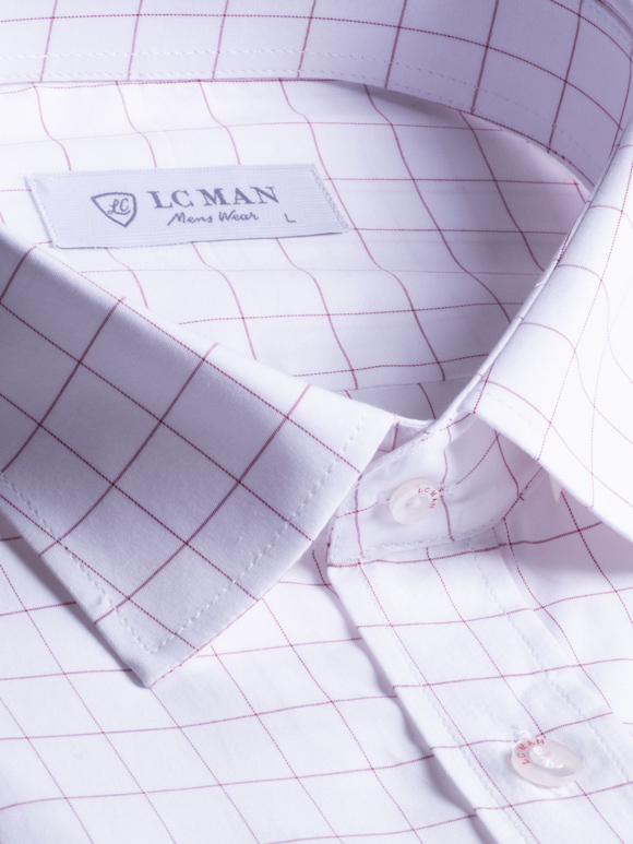 پیراهن آستین بلند سفید چهارخانه ال سی من 10