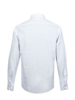 پیراهن آستین بلند سفید چهارخانه ال سی من 10