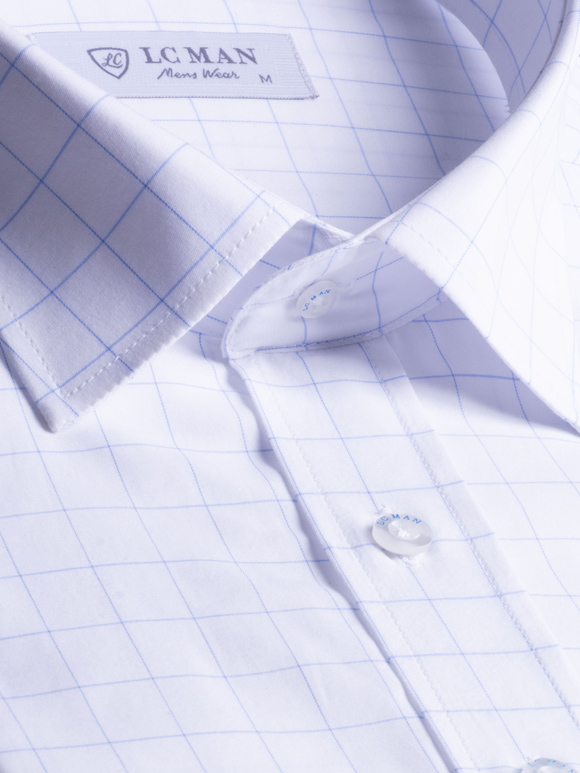 پیراهن آستین بلند سفید چهارخانه ال سی من 10