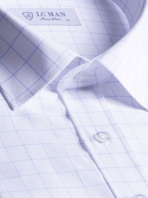 پیراهن آستین بلند سفید چهارخانه ال سی من 10