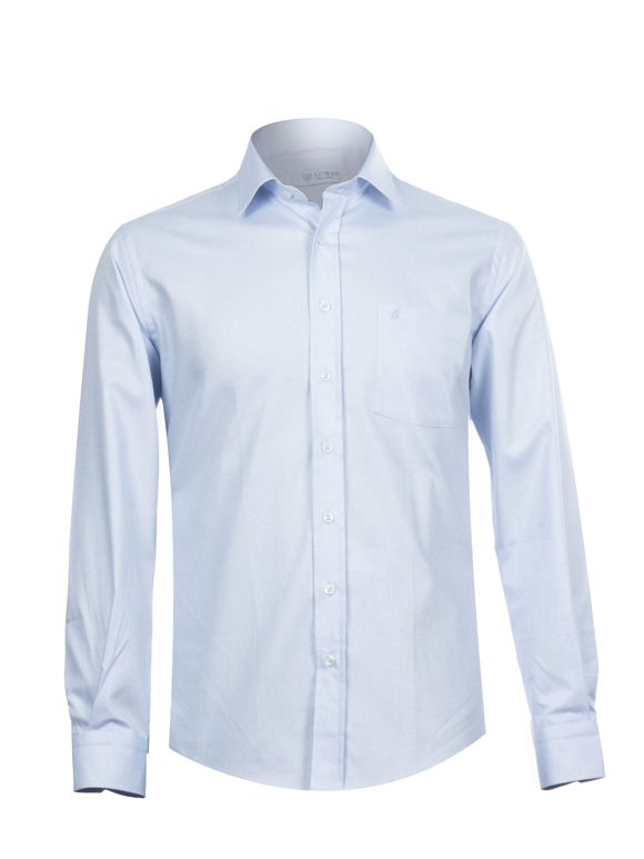 پیراهن مردانه آبی طرح ریز آستین بلند ال سی من 112