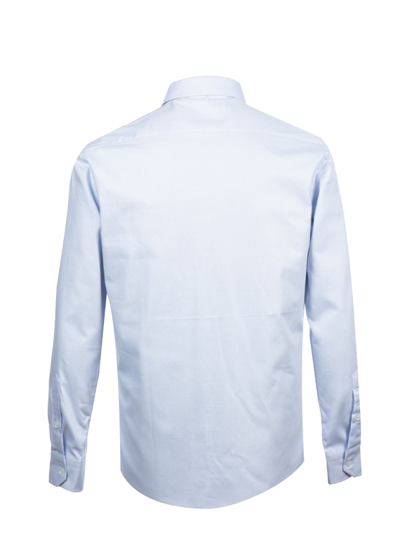 پیراهن مردانه آبی طرح ریز آستین بلند ال سی من 112