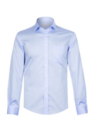 پیراهن مردانه آبی طرح ریز آستین بلند ال سی من 112